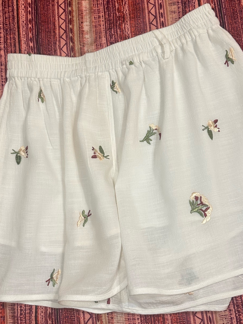 Sancia Eymara Ivory Embroidered Lined Pull-On Shorts Size M Resort Luxury - Picture 4 of 14
